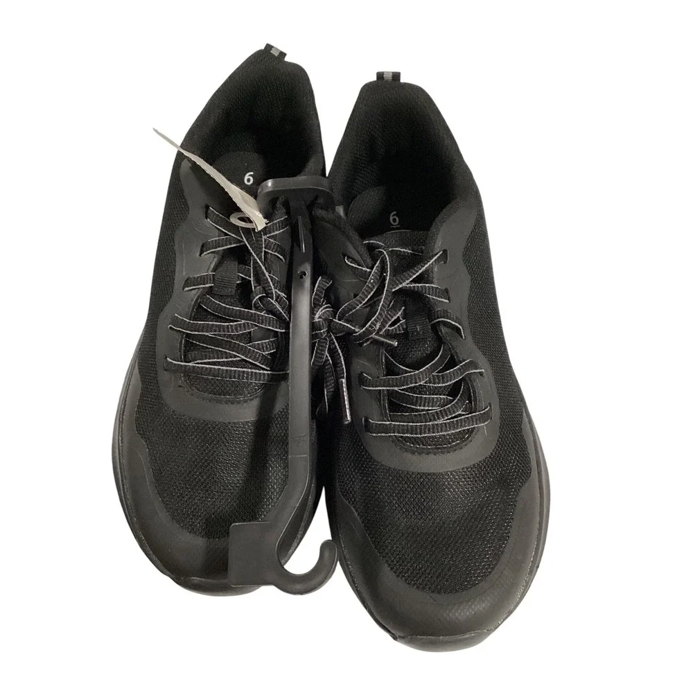 Black Athletic Sneakers Size 6 Lace Up Mesh Comfort Shoes